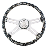 18" 4 Spoke Skull Steering Wheel With Matching Skull Horn Bezel