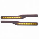 Wood Armrest With LED Light For Peterbilt- Amber LED/Amber Lens (Pair)
