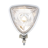Triangle Headlight With Chrome Housing & Flat Back