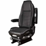 Black Genuine High Back Leather Air Seat With Standard Base, Dual Arm Rest, Heat & Vent