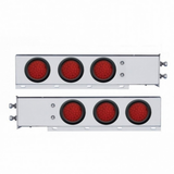 2.5" Bolt Pattern Chrome Spring Loaded Bar W/6X 36 LED 4" Lights -Red LED & Lens (Pair)
