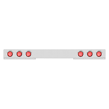 Chrome 1 Piece Rear Light Bar With Six 7 LED 4" Reflector Lights & Bezels - Red LED/Red Lens