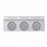 Stainless Top Mud Flap Plate With 3X 7 LED 4" Lights & Visors - Red LED/Clear Lens (Each)