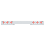 Stainless 1 Piece Rear Light Bar With Six 36 LED 4" Lights & Visors - Red LED/Clear Lens