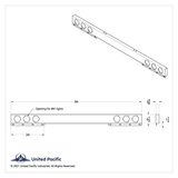 Stainless 1 Piece Rear Light Bar With Six 36 LED 4" Lights & Visors - Red LED/Clear Lens