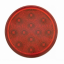 Stainless 1 Piece Rear Light Bar With Six 12 LED 4" Reflector Lights & Visors - Red LED/Red Lens