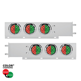 3-3/4" Bolt Pattern SS Spring Loaded Light Bar With 6X Double Fury 19 LED Lights & Visors