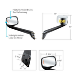 Hood Mirror Assembly W/LED Lights On Mirror Cover & Glass For 2018-2026 Freightliner Cascadia