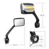 Chrome Hood Mirror Assembly W/ Sequential LED Turn Signal For 2013-2021 Kenworth T680 & Peterbilt 579