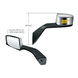 Chrome Hood Mirror Assembly With Sequential LED Turn Signal For 2003-2017 Volvo VNL