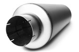 33 inch long, 9 inch diameter muffler with 5 inch in/out diameters