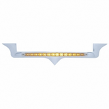 Chrome Hood Emblem Trim With 14 LED Light Bar For Kenworth - Amber LED/Clear Lens