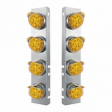 SS Front Air Cleaner Bracket With 8X 17 Amber LED Reflector Watermelon Lights & SS Visors For Peterbilt-Amber Lens