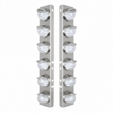 SS Front Air Cleaner Bracket W/12X 17 Amber LED Watermelon Lights & SS Visors For Peterbilt-Clear Lens