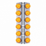 SS Front Air Cleaner Bracket With 12X 17 LED Watermelon Lights & SS Bezels For Peterbilt