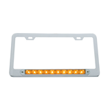 Chrome License Plate Frame With 10 LED 9" Light Bar - Amber LED/Clear Lens