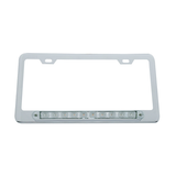 Chrome License Plate Frame With 10 LED 9" Light Bar - Amber LED/Clear Lens