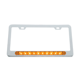 Chrome License Plate Frame With 10 LED 9" Light Bar - Amber LED/Amber Lens