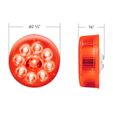 9 LED 2.5" Round Pure Reflector Light Kit (Clearance/Marker) - Red LED/Red Lens