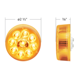 9 LED 2.5" Round Pure Reflector Light Kit (Clearance/Marker) - Amber LED/Amber Lens