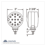15 LED 3" Reflector Single Face Light - Red LED/Red Lens