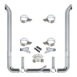 Vendetta 7 Inch Chrome Plated Stainless Exhaust Kit, 1 Pc W/Long Drop Elbows For Peterbilt 378, 379 & 389 Glider 1994-2023