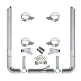 Vendetta 7 Inch Chrome Plated Stainless Exhaust Kit, 1 Pc W/Long Drop Elbows For Peterbilt 378, 379 & 389 Glider 1994-2023