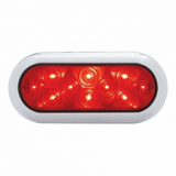 10 LED 6" Oval Flange Mount Light With Bezel (Stop, Turn & Tail) - Red LED/Red Lens