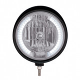 Black "Billet" Style Groove Headlight With Visor H4 Bulb With 34 White LED