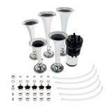 High Power Dixie Air Horn Kit - 12V Compressor Chrome Trumpets