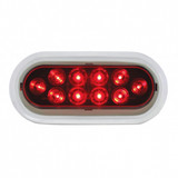 10 LED 6" Oval Light With Bezel (Stop, Turn & Tail) - Red LED/Red Lens