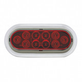 10 LED 6" Oval Light With Bezel (Stop, Turn & Tail) - Red LED/Red Lens