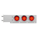 3-3/4" Bolt Pattern Chrome Spring Loaded Bar With 6X 4" 16 Red LED Turbine Lights - Red Lens (Pair)