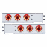 2-1/2" Bolt Pattern SS Spring Loaded Rear Bar W/6X 4" Red LED Mirage Lights & Visor -Red Lens (Pair)