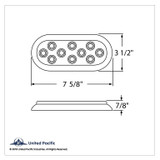 10 LED 6" Oval Flange Mount Turn Signal Light With Bezel - Amber LED/Amber Lens (Bulk)