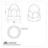 1-1/2" x 2-3/4" Chrome Plastic Bullet Nut Covers With Flange - Push-On (20-Pack)