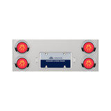 33-3/4" Stainless Rear Center Panel With Four 21 LED 4" GloLight & Visors - Red LED/Red Lens
