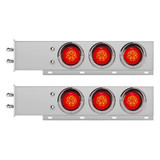 2-1/2" Bolt Pattern Chrome Spring Loaded Bar W/6X 4" 16 LED Turbine Lights - Red LED/Red Lens (Pair)