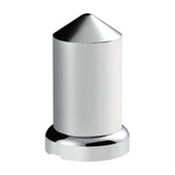33mm X 3-3/16" Chrome Plastic Pointed Nut Covers With Flange - Push-On (Color Box Of 20)