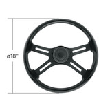 18" Matte Black 4 Spoke Steering Wheel With Horn Bezel & Button-Gloss Black