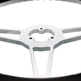 18" Chrome Aluminum "3-Spoke" Style Steering Wheel With Black Leather Rim