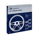 18" Chrome Aluminum "3-Spoke" Style Steering Wheel With Black Leather Rim