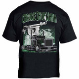 Chrome Shop Mafia Tommy Gun & Peterbilt Day Cab T-Shirt W/ Green Lettering & Flames - Medium Chrome Shop Mafia Tommy Gun & Peterbilt Day Cab T-Shirt W/ Green Lettering & Flames - Medium