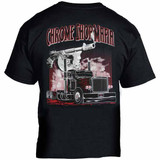Chrome Shop Mafia Tommy Gun & Peterbilt Day Cab T-Shirt W/ Red Lettering & Flames - 3XL Chrome Shop Mafia Tommy Gun & Peterbilt Day Cab T-Shirt W/ Red Lettering & Flames - 3XL