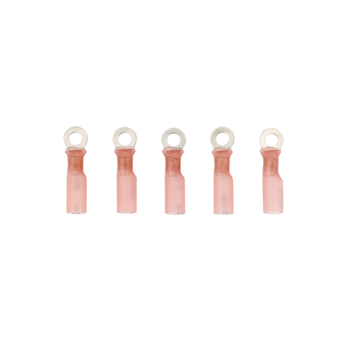 22-18 AWG #8 Stud CS Heat Shrink Ring Terminal - Red (5-Pack)