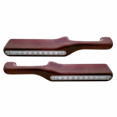 Wood Armrest With LED Light For Peterbilt- Amber LED/Clear Lens (Pair)