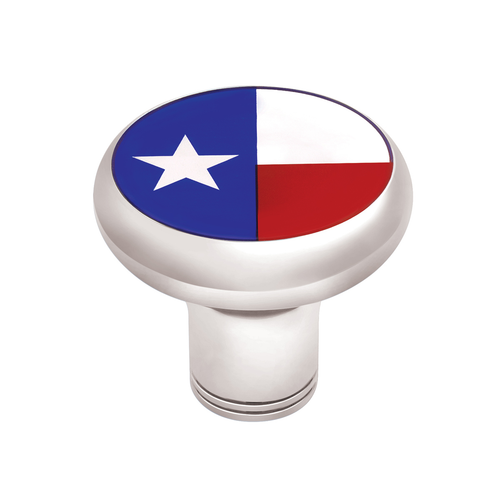1/2"-13 Thread-On Gearshift Knob With Texas Flag Sticker - Chrome