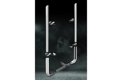 8 Inch Dia Slash Cut Tip Exhaust Kit with 108 Inch Tall One Piece Top Pipe PB