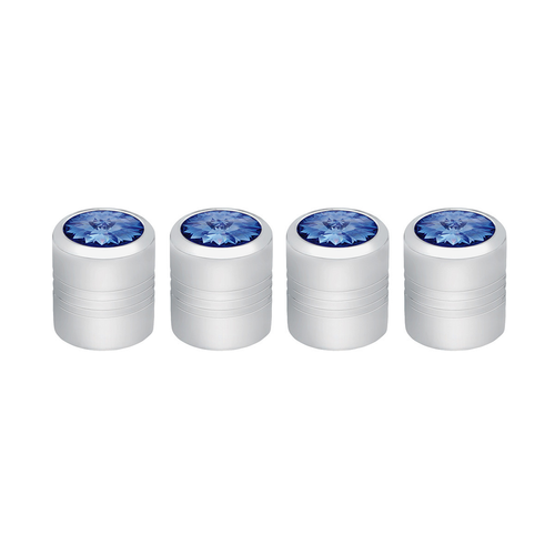 Chrome Round Valve Caps With Color Crystal (4-Pack)