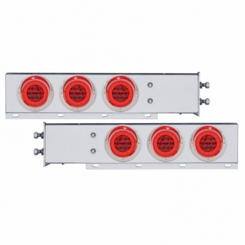 2.5" Bolt Pattern Chrome Spring Loaded Rear Light Bar With 6X 21 LED 4" GloLight (Pair)